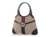 Gucci Beige and Brown Web Canvas Reins Shoulder Bag