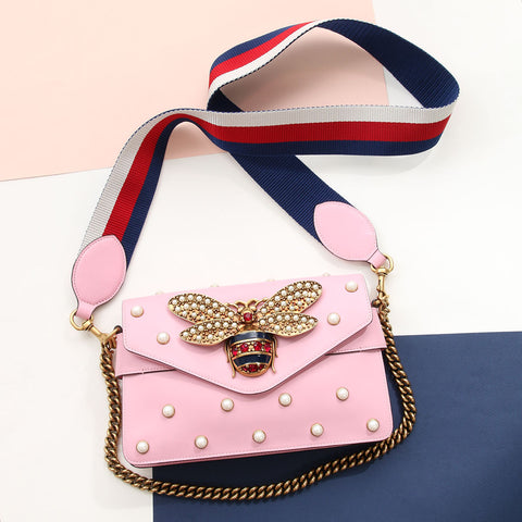 Gucci Pink Bee Queen Margaret Broadway Bag