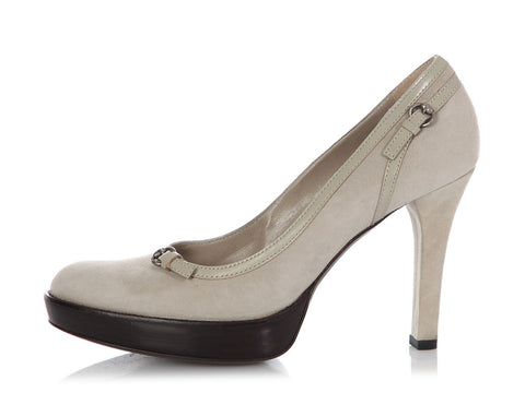 Gucci Pale Peat Suede Pumps