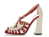 Gucci Cream and Red Pearl-Studded Tracy Pumps
