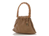 Gucci Vintage Beige Perforated Bamboo Handle Tote