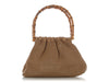 Gucci Vintage Beige Perforated Bamboo Handle Tote