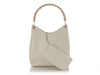 Gucci White Leather Bamboo Handle Tote