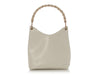 Gucci White Leather Bamboo Handle Tote