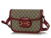 Gucci Red and Beige GG Supreme Horsebit 1955 Shoulder Bag