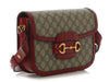 Gucci Red and Beige GG Supreme Horsebit 1955 Shoulder Bag