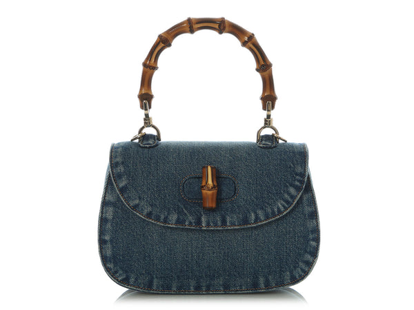 Gucci Small Denim Bamboo 1947 Top Handle Bag