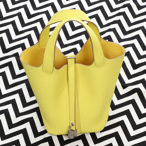 Hermes Picotin Lock Mini Bag Togo Leather Gold Hardware In Yellow
