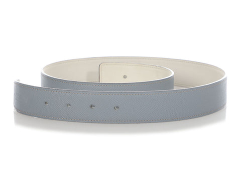 Hermès Blue and White Reversible Belt Strap 32mm