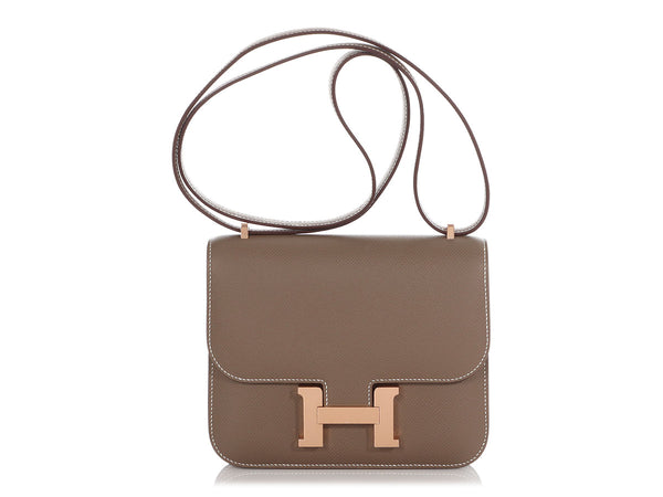 Hermes Constance Mini 18 Bag Etoupe Gold Hardware Epsom Leather at