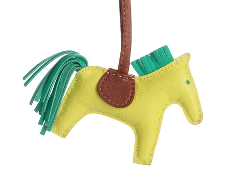 Hermès Lime Lambskin Grigri Rodeo Horse Bag Charm PM