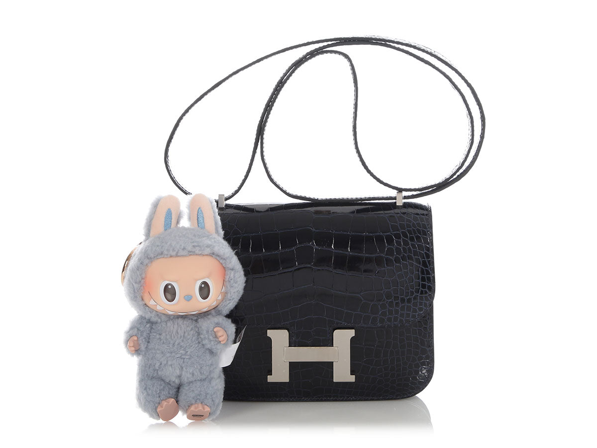 Hermès Bleu Marine Shiny Alligator Constance 18