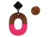 Hermès Buffalo Horn and Pink Lacquered Wood Isthme Pierced Drop Earrings