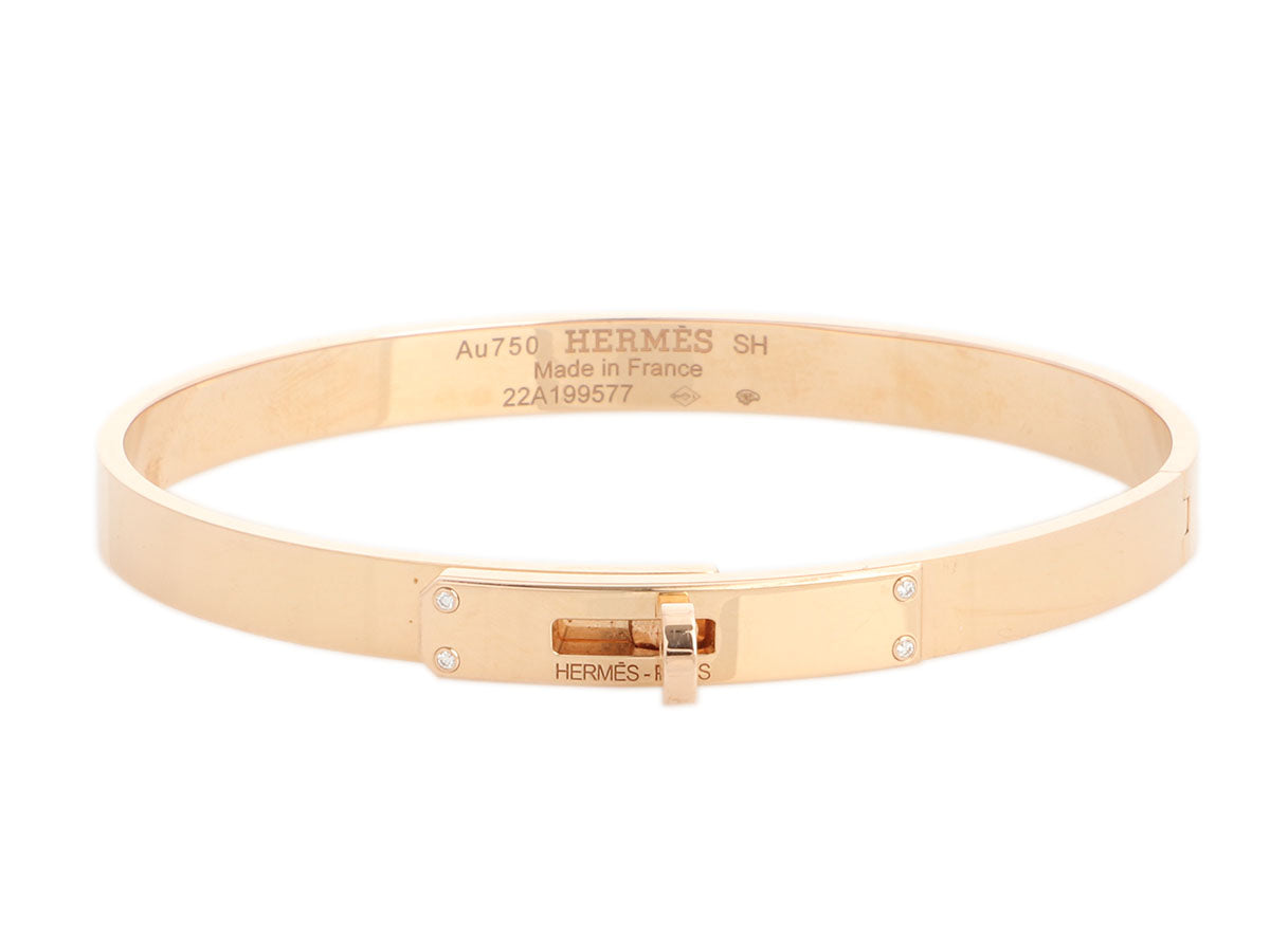 Hermès 18K Rose Gold Diamond Kelly Bracelet SH