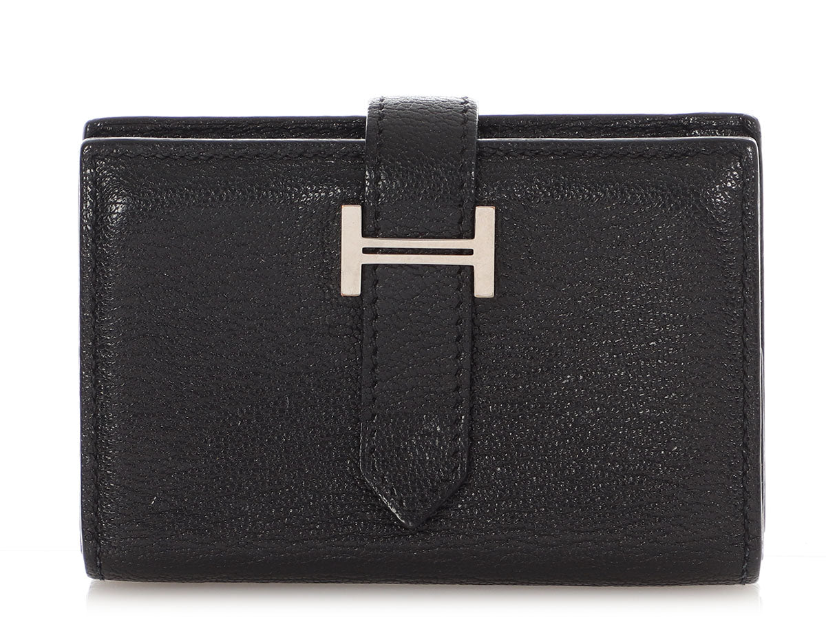 Hermès Noir Chèvre Béarn Mini Wallet