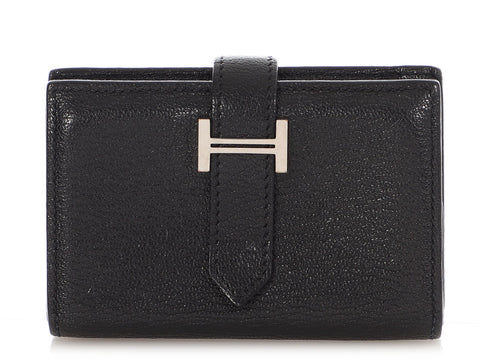 Hermès Noir Chèvre Béarn Mini Wallet