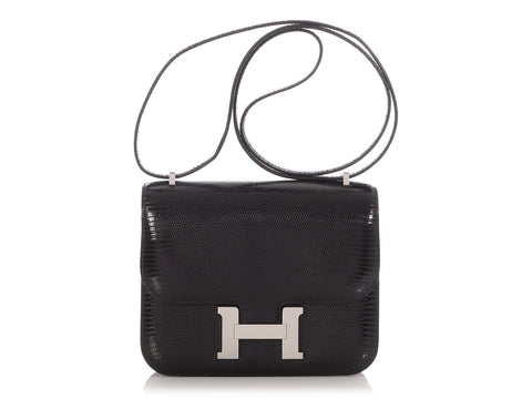 Hermès Black Shiny Lizard Constance Mirror 18