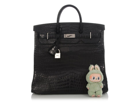 Hermès Matte Black Porosus Crocodile HAC Birkin 40