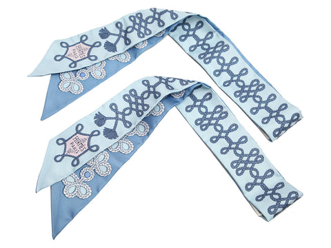 Hermès Galons et Brandebourg Silk Twilly Pair