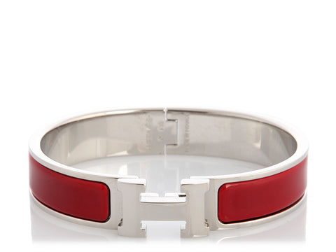 Hermès Narrow Red Enamel Clic-Clac Bracelet
