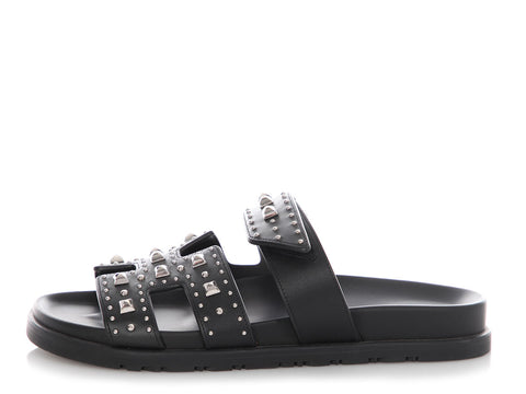 Hermes Black Studded Chypre Sandals