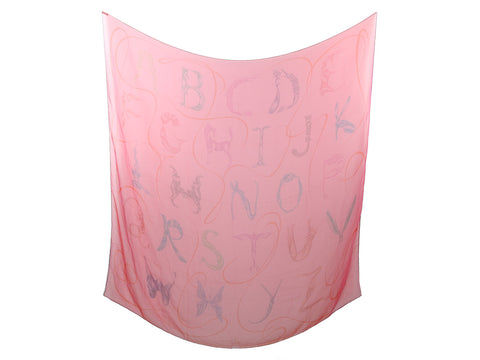 Hermès Faune Lettrée Mousseline Silk Shawl 140cm