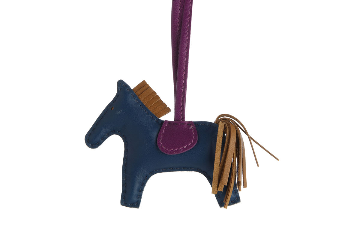 Hermès Bleu Saphir Lambskin Rodeo Grigri Bag Charm PM