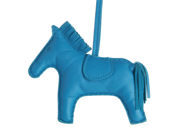 Hermès Bleu Zanzibar Lambskin Rodeo Grigri Bag Charm MM