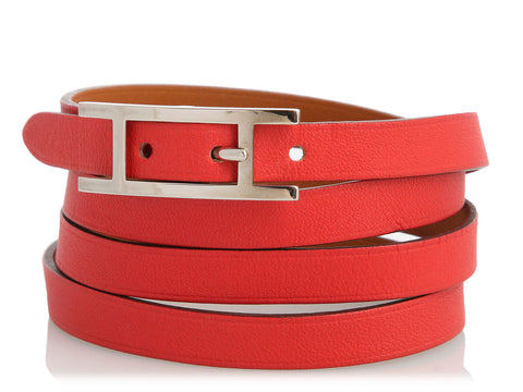 Hermès Red Swift Behapi Triple Tour Bracelet