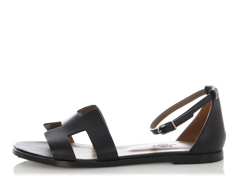 Hermès Black Santorini Sandals