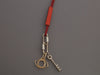 Hermès Red Leather and Lizard Curiosite Charm Pendant Necklace