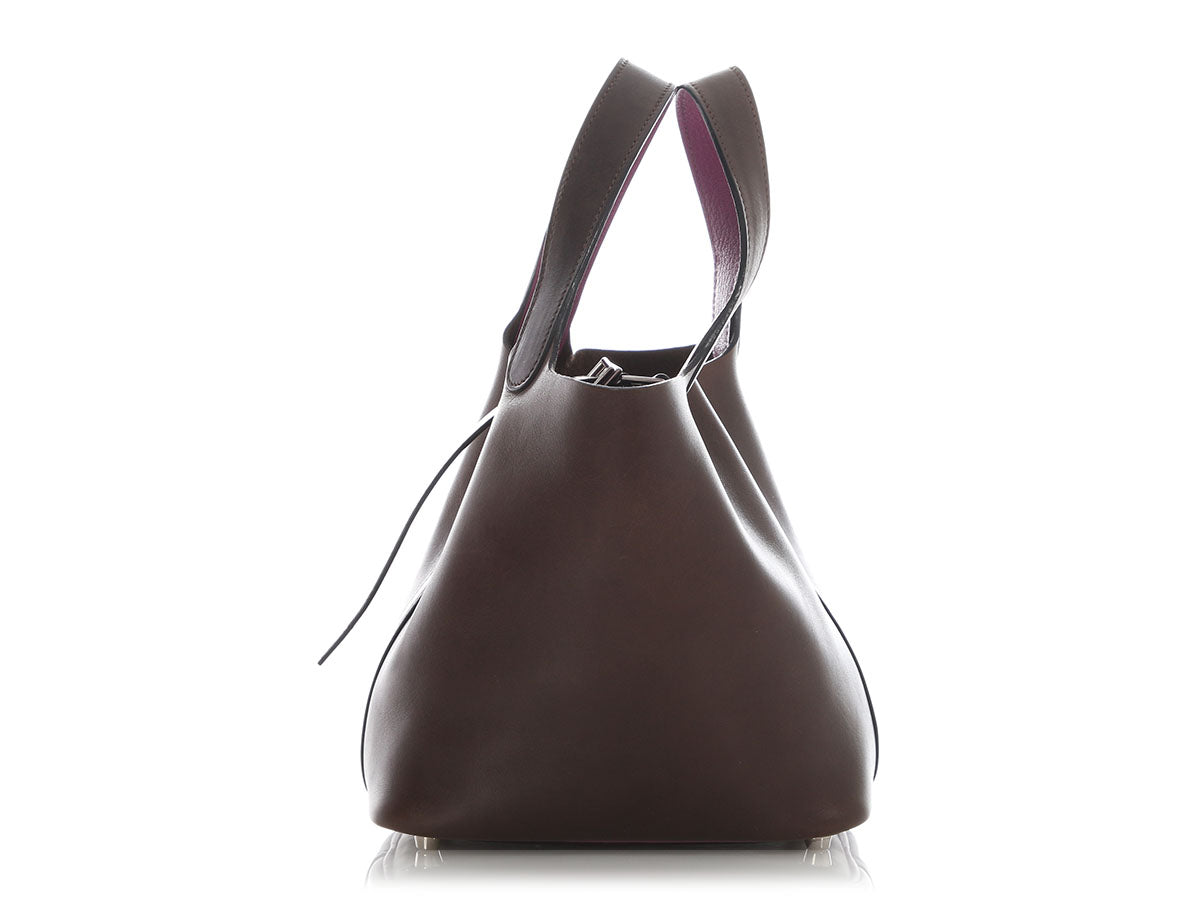 Hermès Ebène Barenia and Anemone Picotin Eclat 18