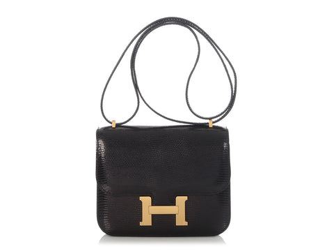 Hermès Black Lizard Constance 18