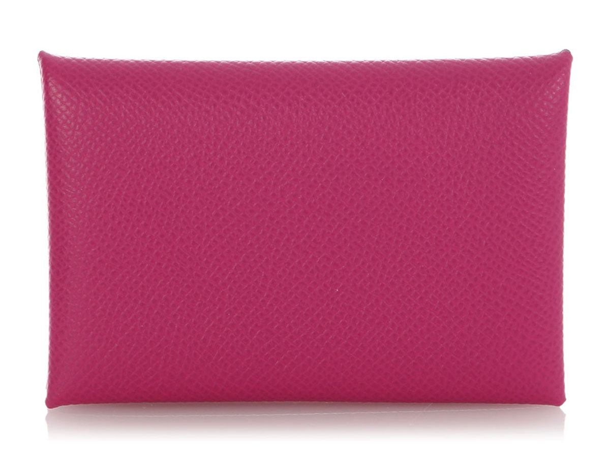 Hermès Rose Pourpre Epsom Calvi Card Holder