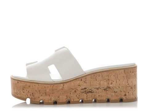Hermès White Eze 30 Sandals