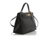 Hermès Vintage Black Box Calfskin Kelly 28