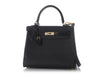 Hermès Black Togo and Lizard Kelly Touch 25