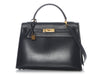 Hermès Vintage Navy Box Calfskin Kelly 32