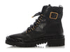 Valentino Black Leather The Rope Lace-Up Combat Boots