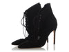 Manolo Blahnik Black Suede Lace-Up Booties