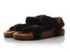 Fendi Brown and Black FF Zucca Shearling Sandals