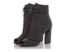 Prada Gray Suede Lace-Up Open-Toe Booties