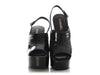Chanel Black Patent Slingback Platform Sandals