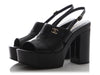 Chanel Black Patent Slingback Platform Sandals