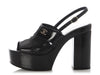 Chanel Black Patent Slingback Platform Sandals