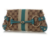 Gucci Small Teal and Monogram Horsebit Clutch