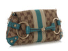 Gucci Small Teal and Monogram Horsebit Clutch