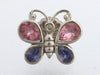 14K White Gold Pink and Blue Sapphire Butterfly Earrings