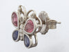 14K White Gold Pink and Blue Sapphire Butterfly Earrings