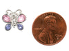 14K White Gold Pink and Blue Sapphire Butterfly Earrings